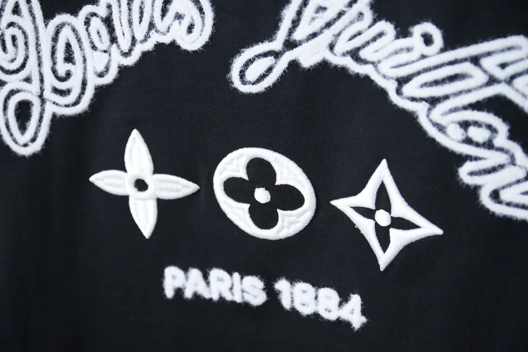 🅿️200 1V 25SS early spring new style short sleeves with embroidered letters, light luxury, a must-have item for daily commuting for men and women, correct version, welcome to compare, detailed features · 320g 100% pure cotton double yarn jersey fabric · Special thickened 32 pieces of double-strand 1X1 thread in the same vat custom dyeing · Imported Tajima machine rope embroidery➕ embroidered letter logo · Double needle stitching and cross-stitch technology · Original main mark, washable tag, brand moisture-proof paper packaging Color: black/white Size: S/M/L/XL